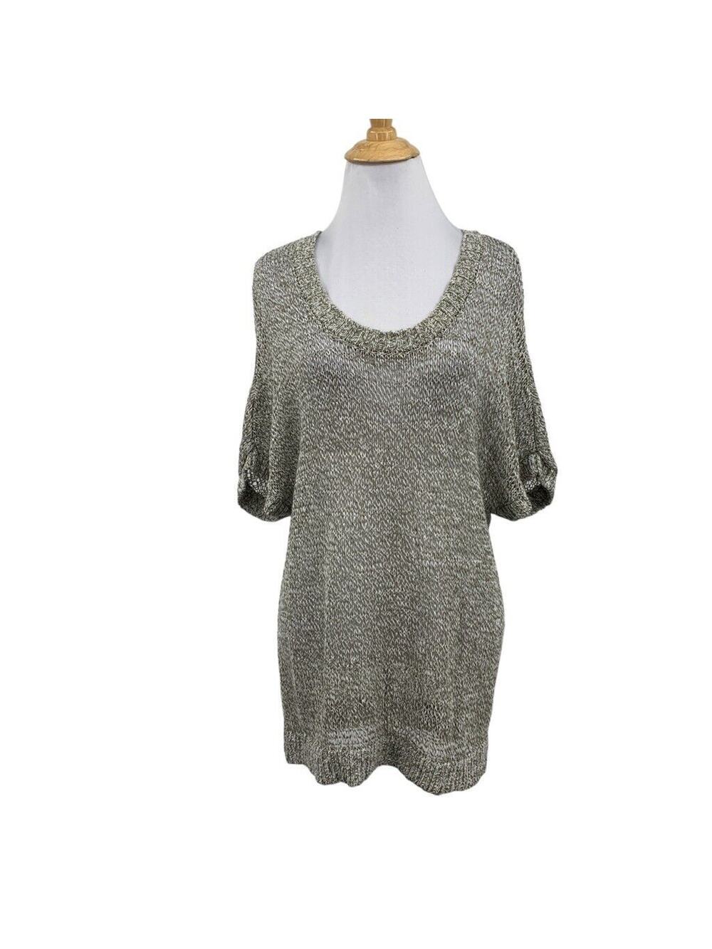 Tommy Bahama Top Womens S Small Multi Linen Short Sleeve Marled Knit Open Stitch
